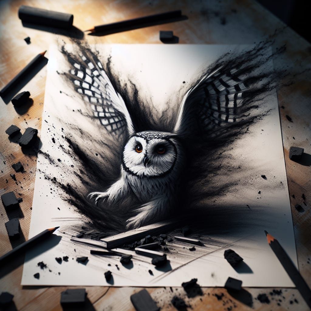 Charcoal Sketch Awakens in a Dance of Artistic Rebellion