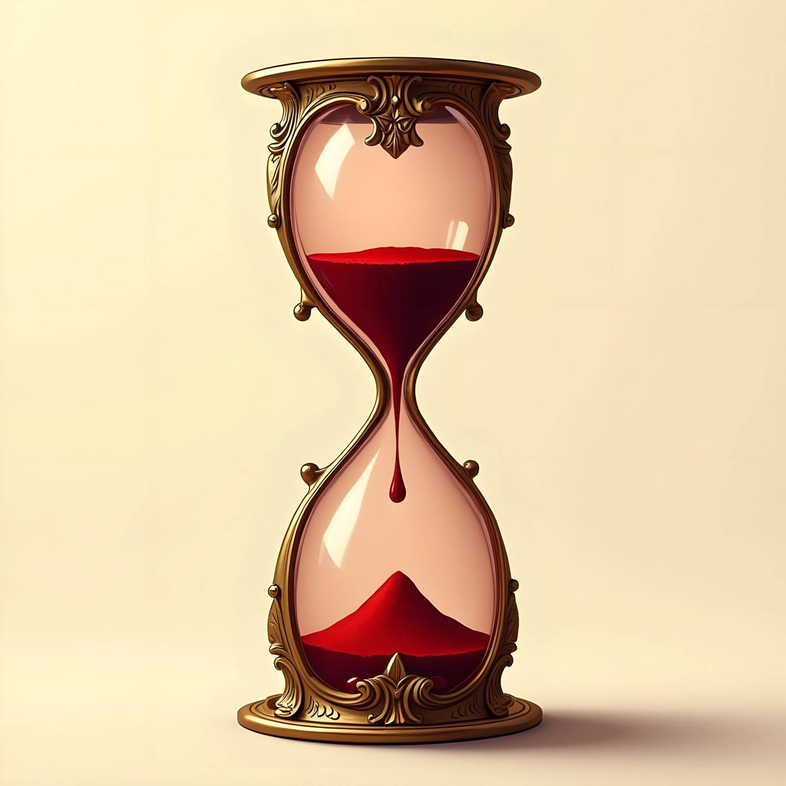 Hourglass Filled with Blood in Dutch Masters Style
