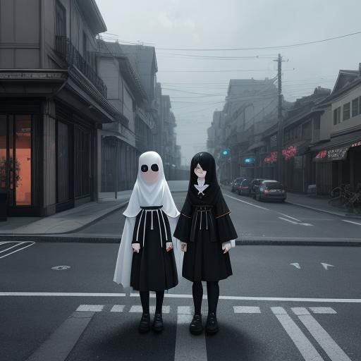 Two ghosts. one ghost elder sister about five years old, and second one is a younger ghost brother.  they are on the str...