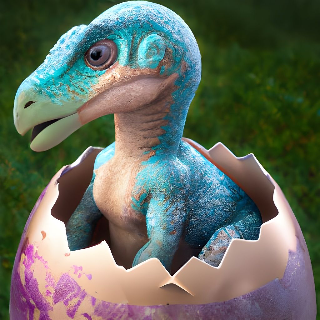 Adorable Baby Dinosaur Hatching: Photorealistic Digital Art