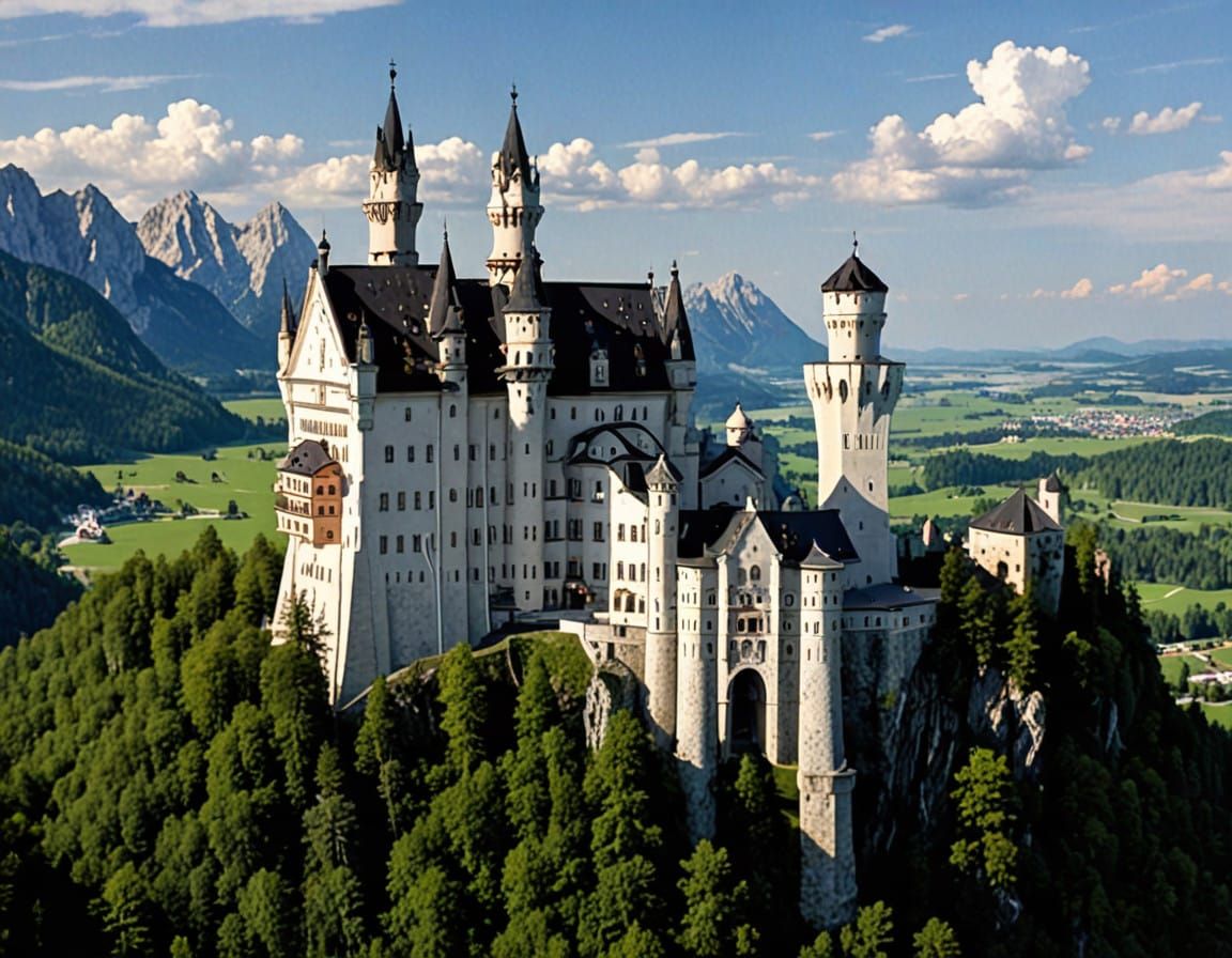 Fairy Tale Castle Perched in Snowy Bavarian Alps