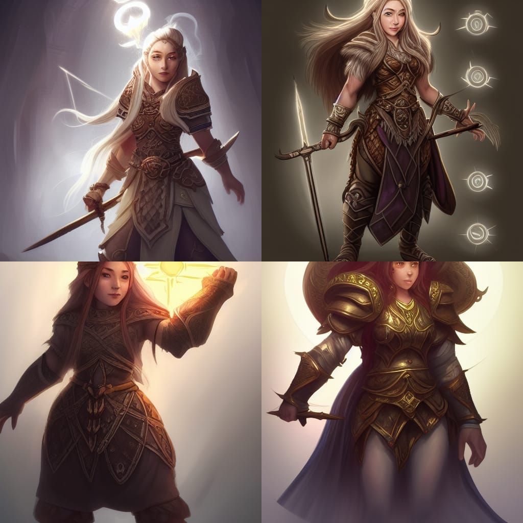 Female Dwarf Cleric Concept Art: Summoning Light