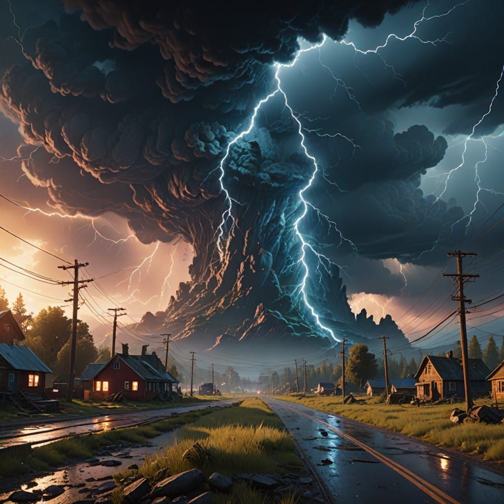 Electrifying Fantasy Realm Illuminated by Colossal Lightning...