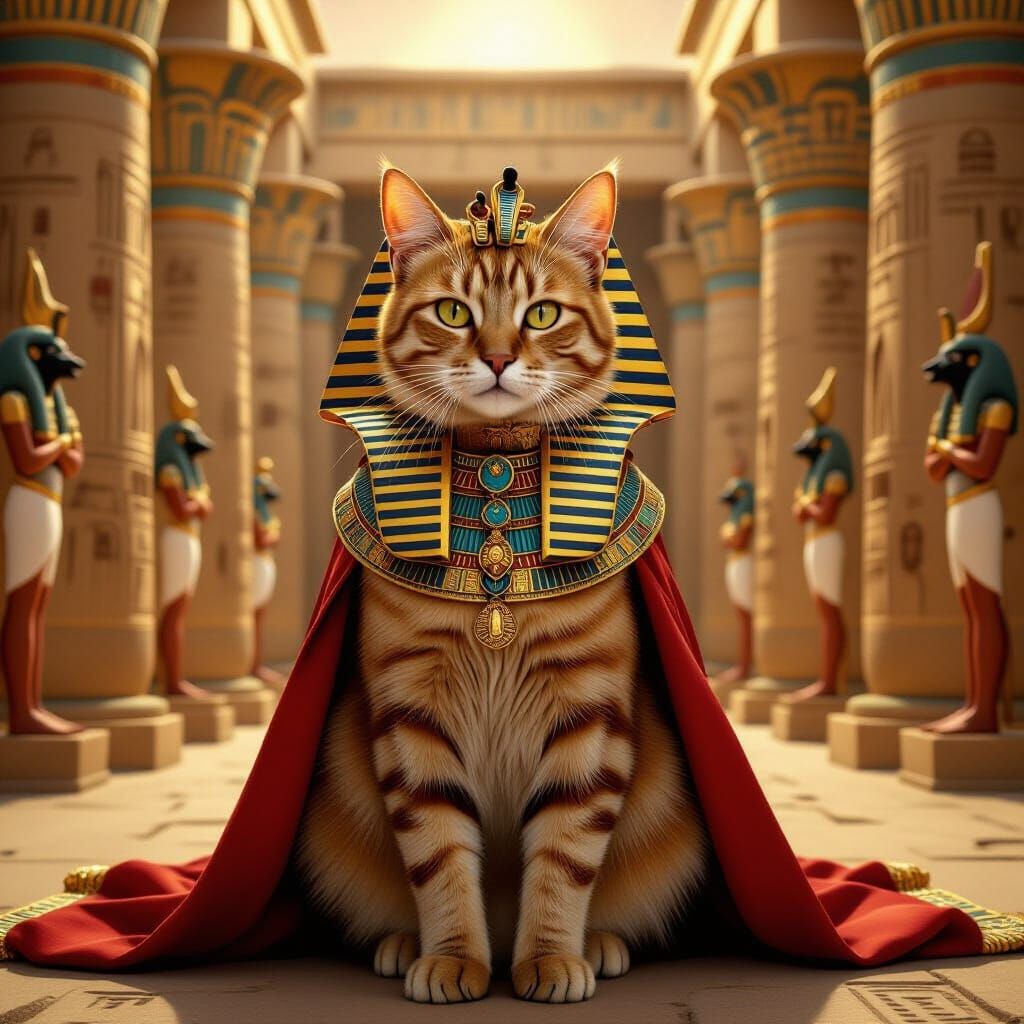 Pharaoh Cat in Egyptian Temple