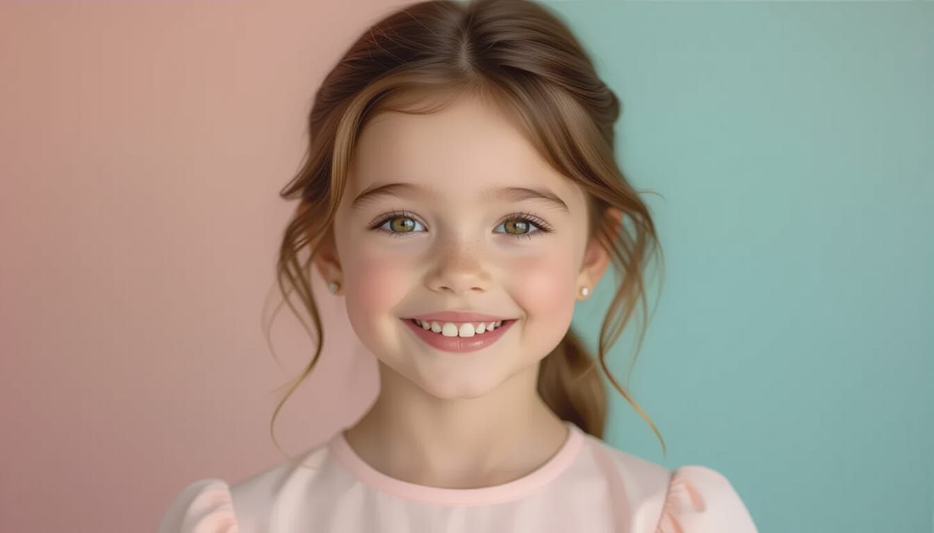 Elegant Girl Portrait in Pastel Colors, High Fashion Style