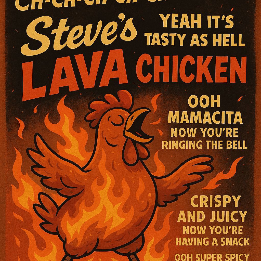 Lava Chicken Cartoon Illustration