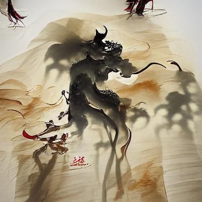 Shadow Demon in Traditional Chinese Painting Style
