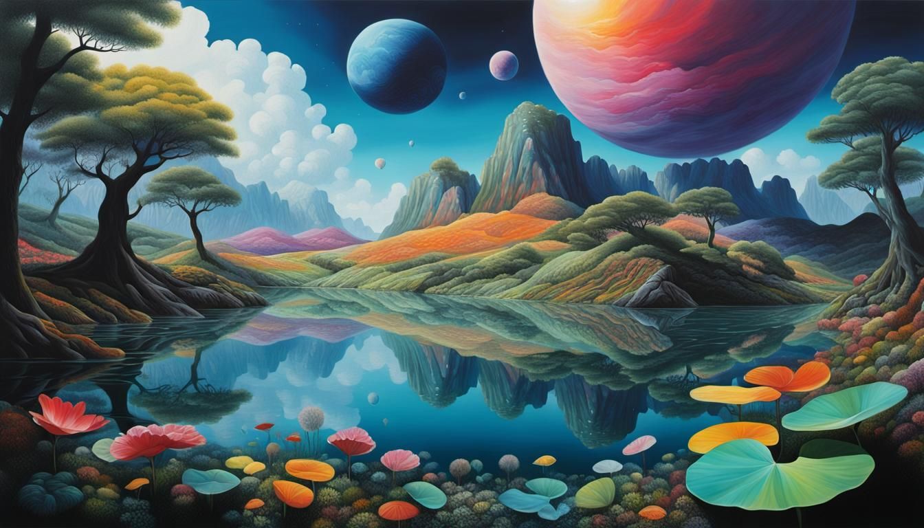 Hyperreal Landscape Painting of Synesthetic Melodies
