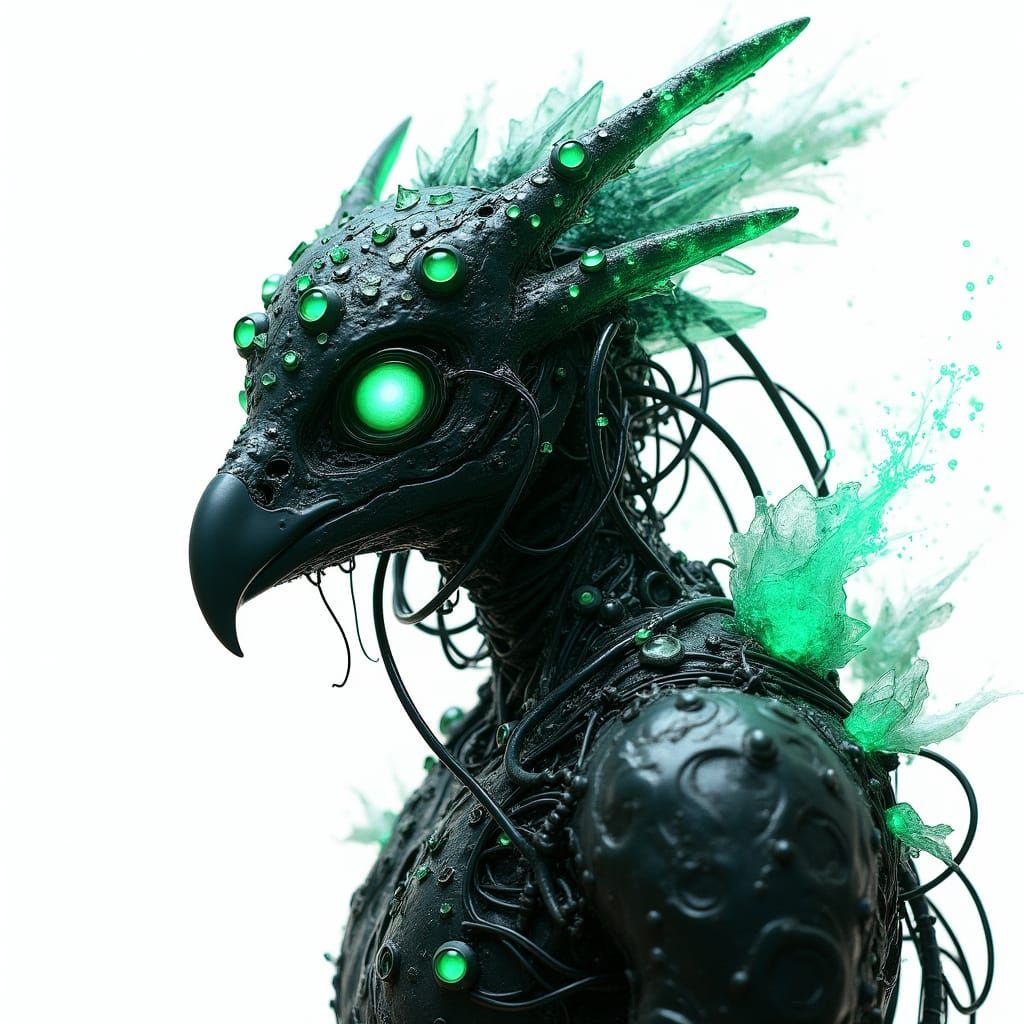 Biomechanical Samurai-Avian Hybrid in Surrealist Dark Concep...