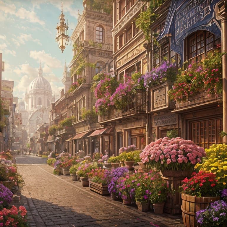 Flowers and Groceries: Detailed Matte Painting in Deep Color