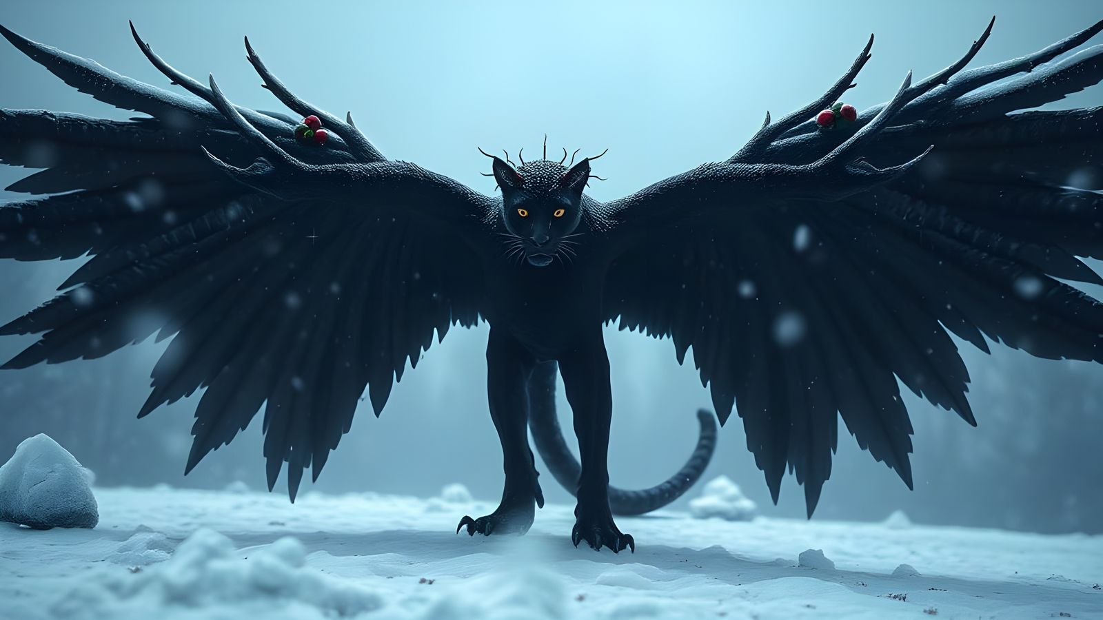 Gothic Christmas Hybrid with Frosty Wings and Thorny Crown