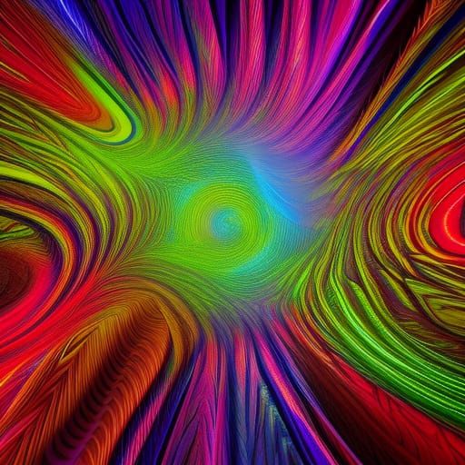 Rainbow Swirl Forest with Neon Lighting