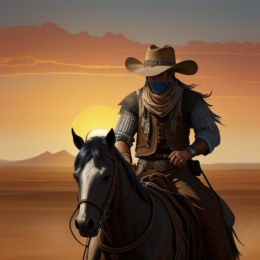 Cowboys and Cowgirls Ride Horses at Golden Hour