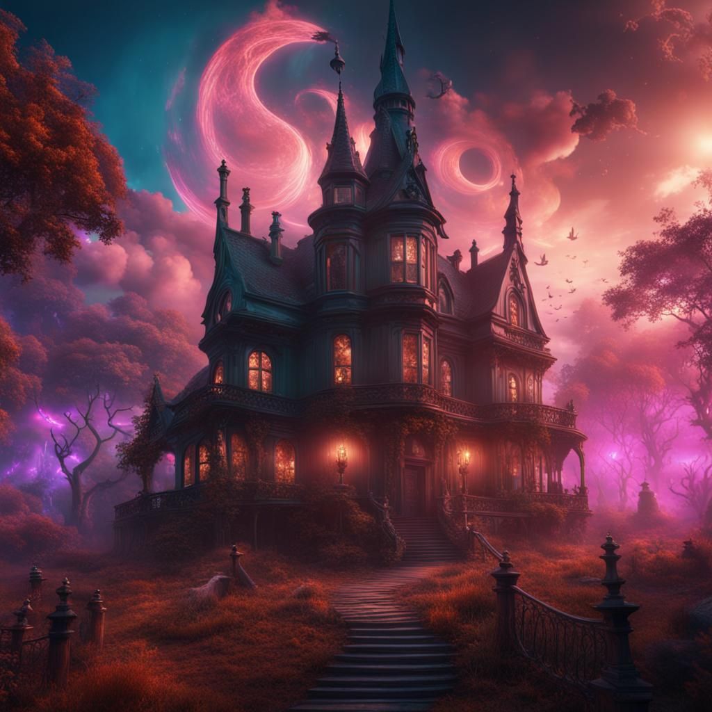 Witches Coven Moves Sky with Magic: Fantasy Art