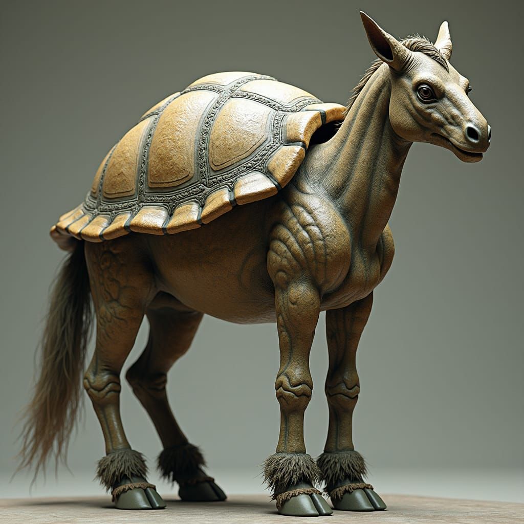 Tortle-Centaur Hybrid with Shell in Matte Painting Style
