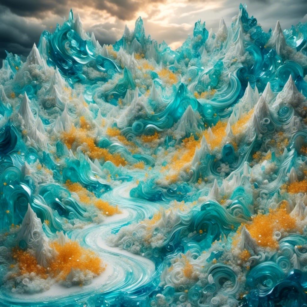 Hyperreal Thunderstorm Cresting a Mountain Range