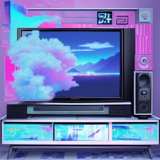 Vaporwave TV Aesthetic in Neon Colors