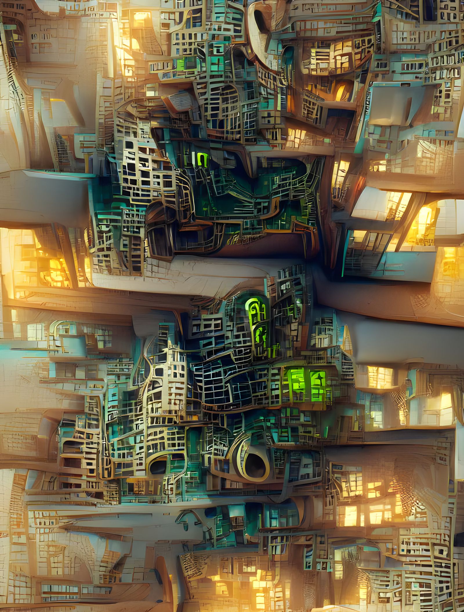 Alien Slums: Architectural Drawing in Cyberpunk Style