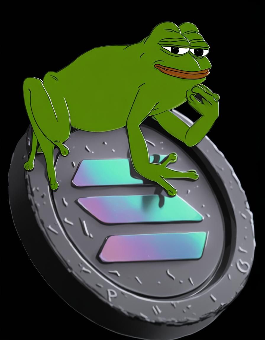 Pepe the frog on a Solana Coin