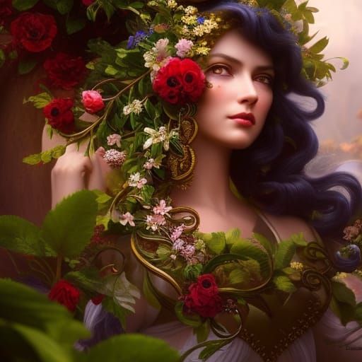 Grandfather Clock in Emerald Forest, Digital Art