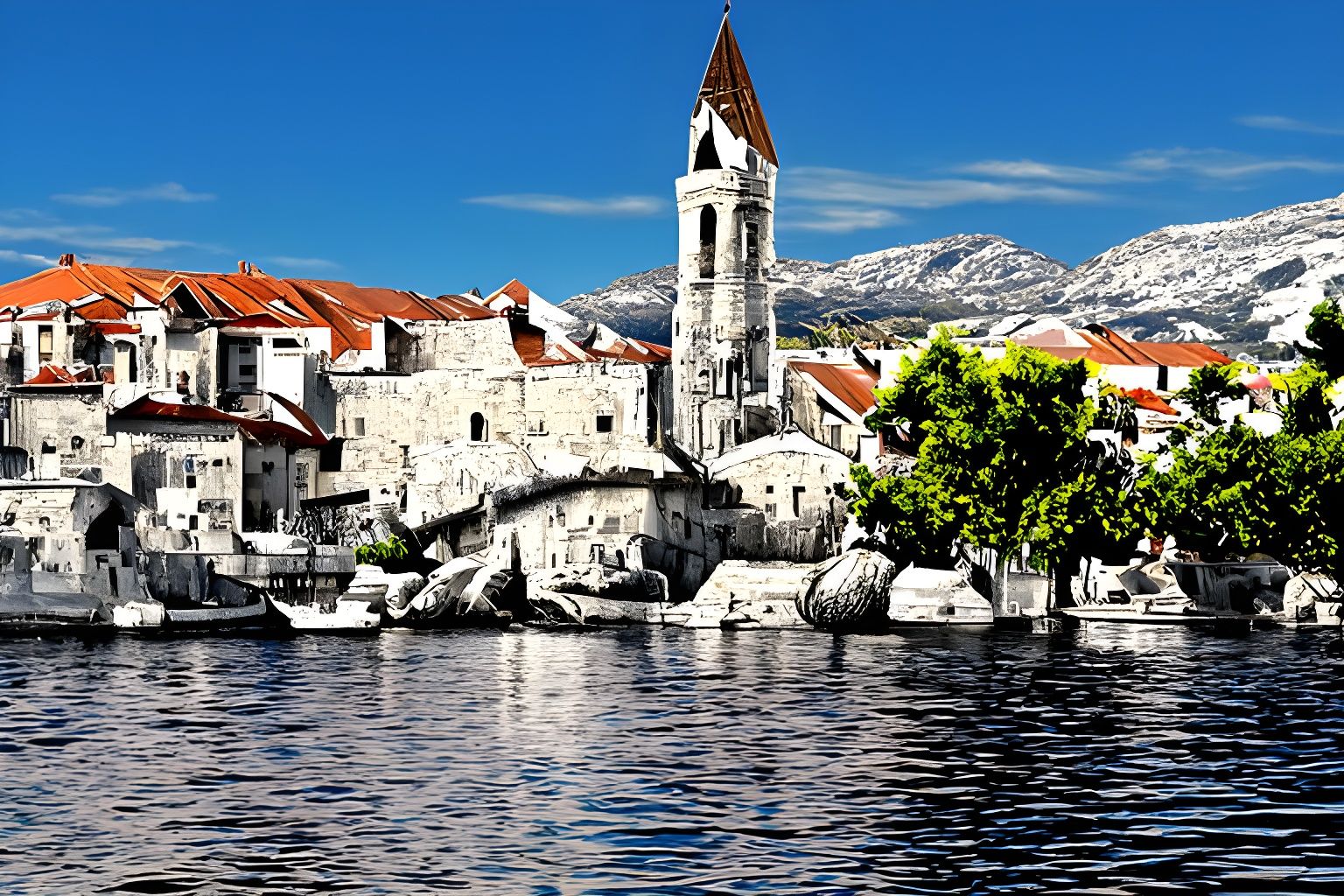 Photorealistic Mediterranean Landscape Drawing in 16K