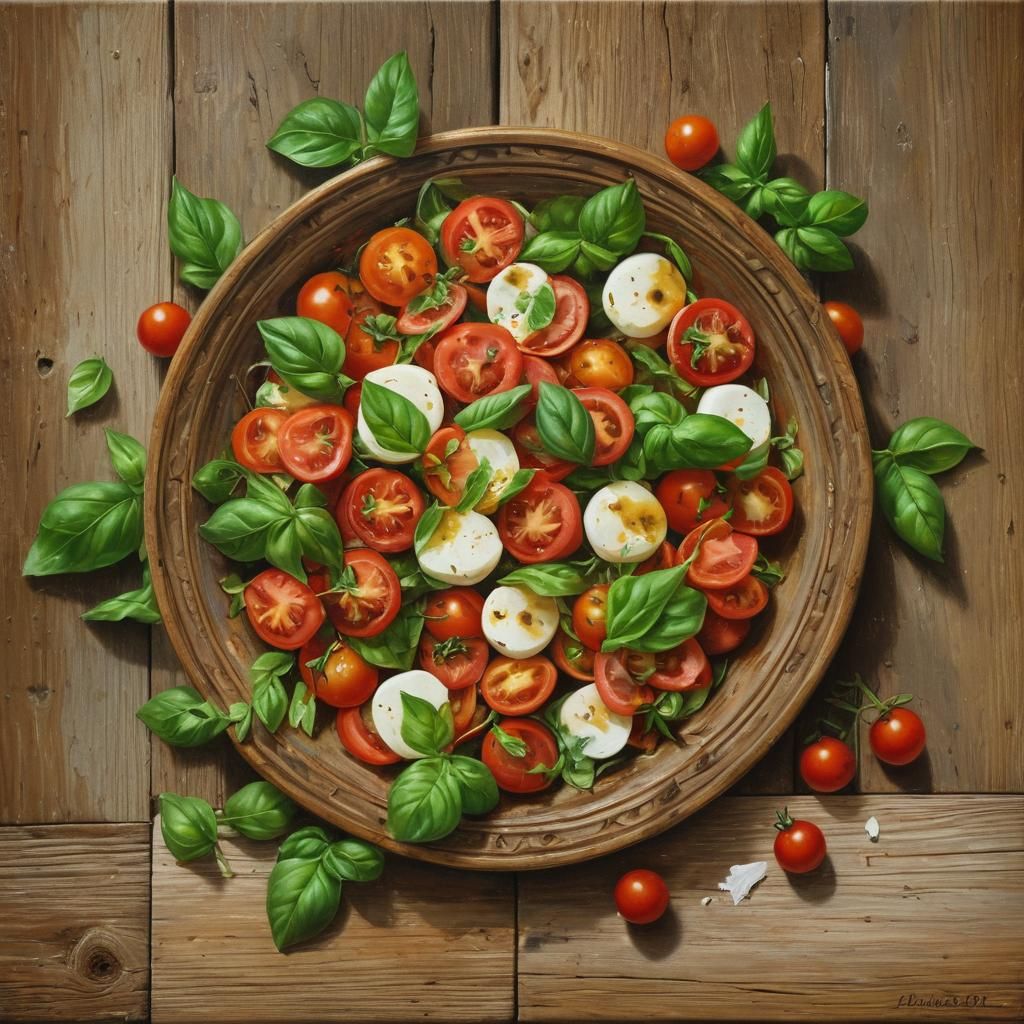 Caprese Salad Still Life in Renaissance Style