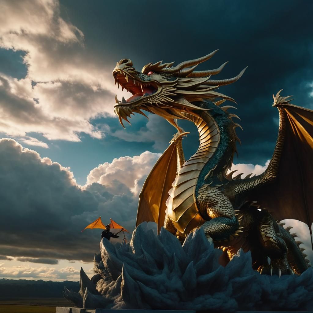 Cloud Sculptor Shapes Dragon in Dramatic Sky