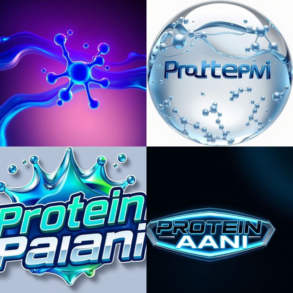 Futuristic Protein Paani Logo with Transparent Background
