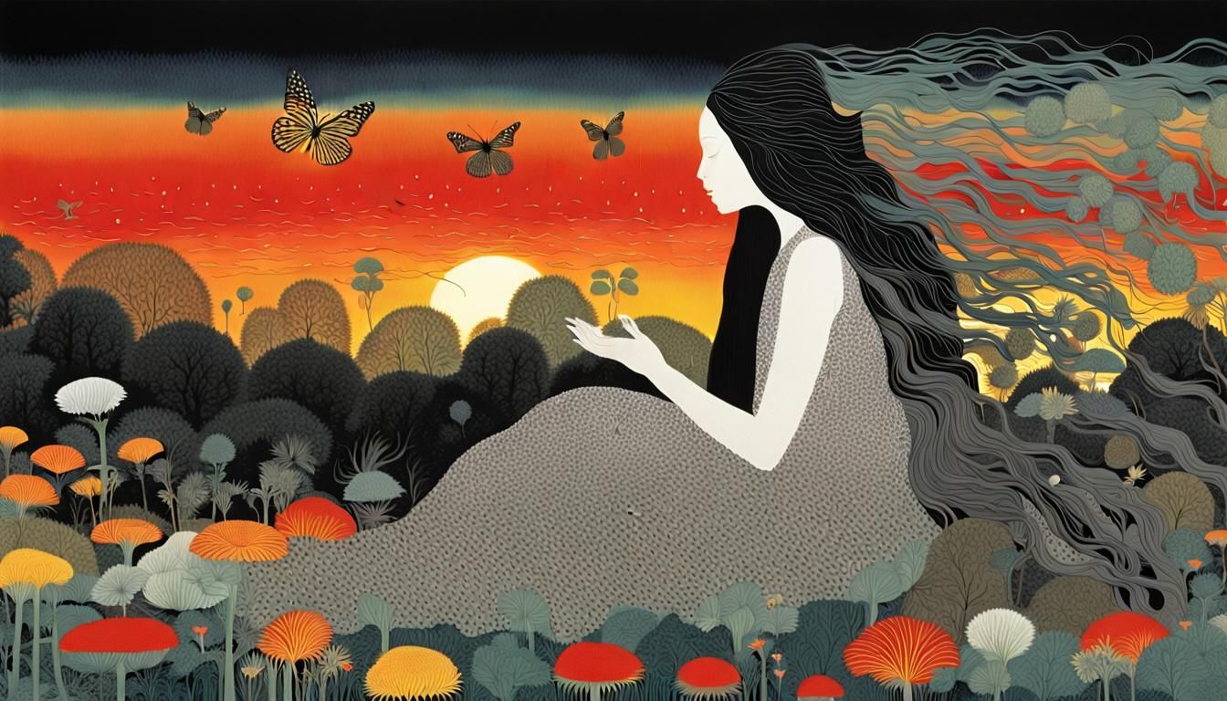 Myth and Fauna in a Sunset Collage