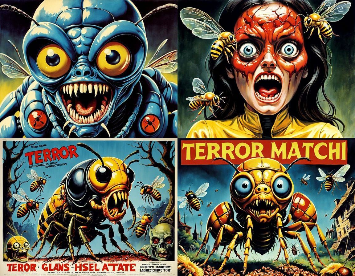 Surreal Horror Poster in a Grotesque 1970s Style
