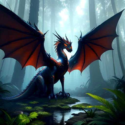 Mysterious Fire Dragon Emerges from Rainforest Shadows