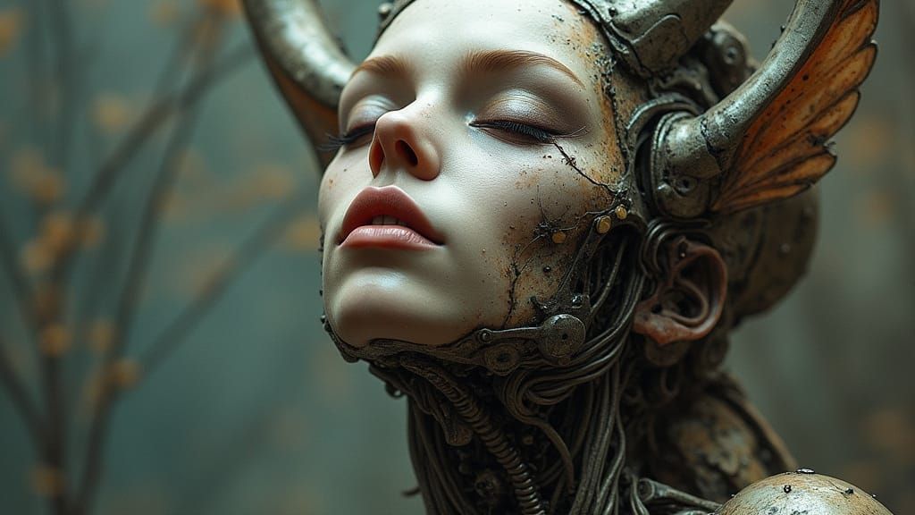 Biomechanical Twins in Surrealist Style