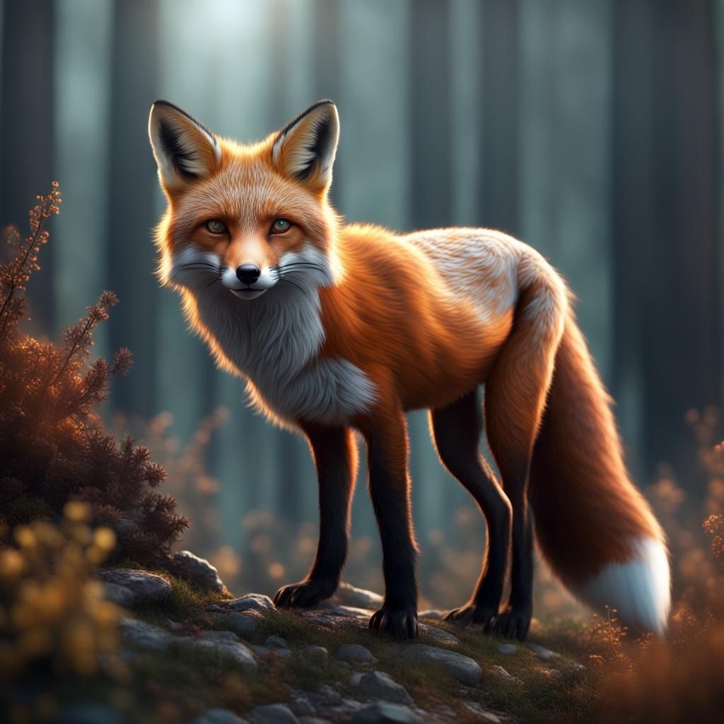 Hyperrealistic Fox in Detailed Matte Painting