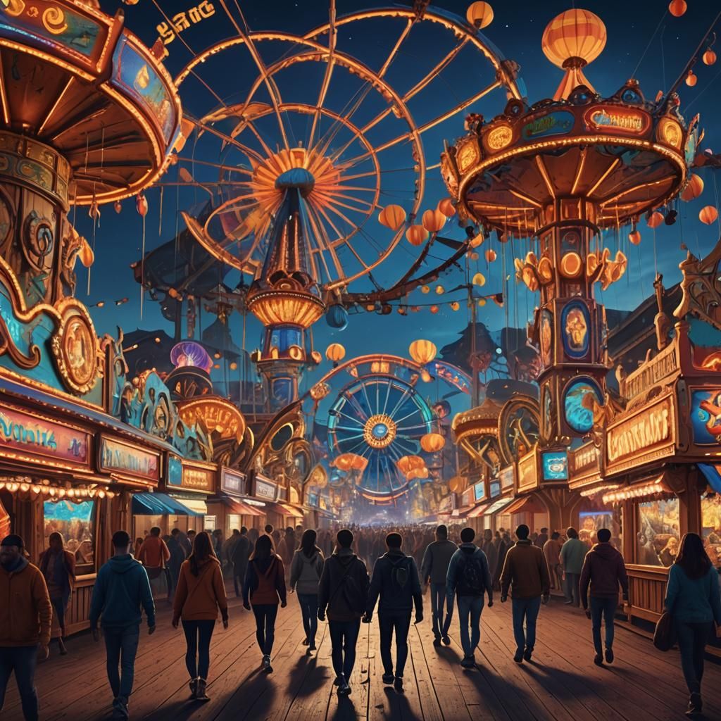 Vibrant Carnival at Night in Fantasy Concept Art
