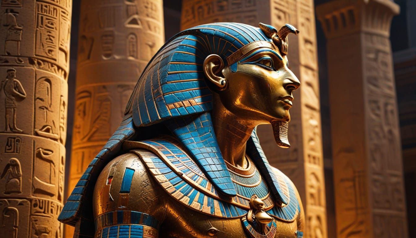 Ancient Egyptian God Horus in Grand Temple Setting