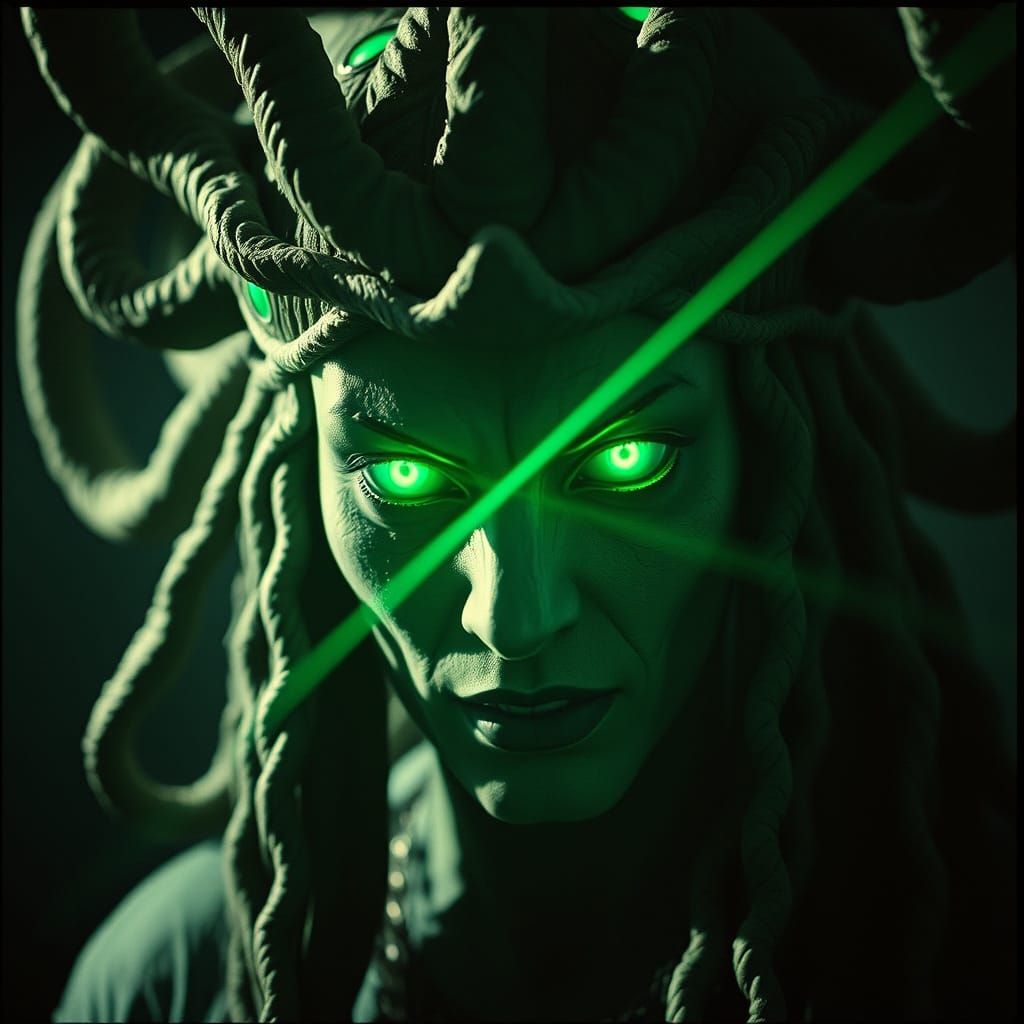 Medusa's Gaze Turns Man to Stone