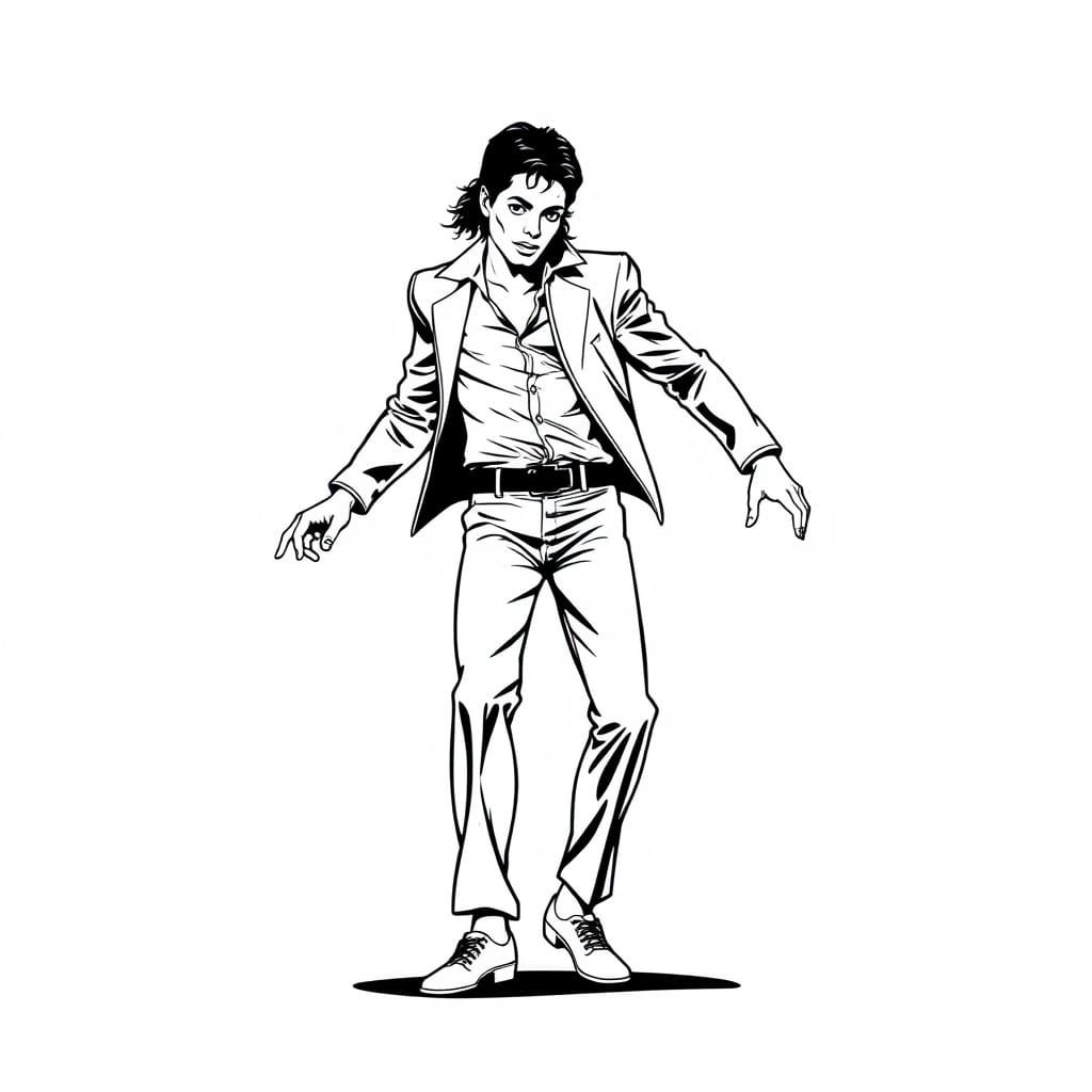 Michael Jackson Moonwalk in Vintage Comic Style