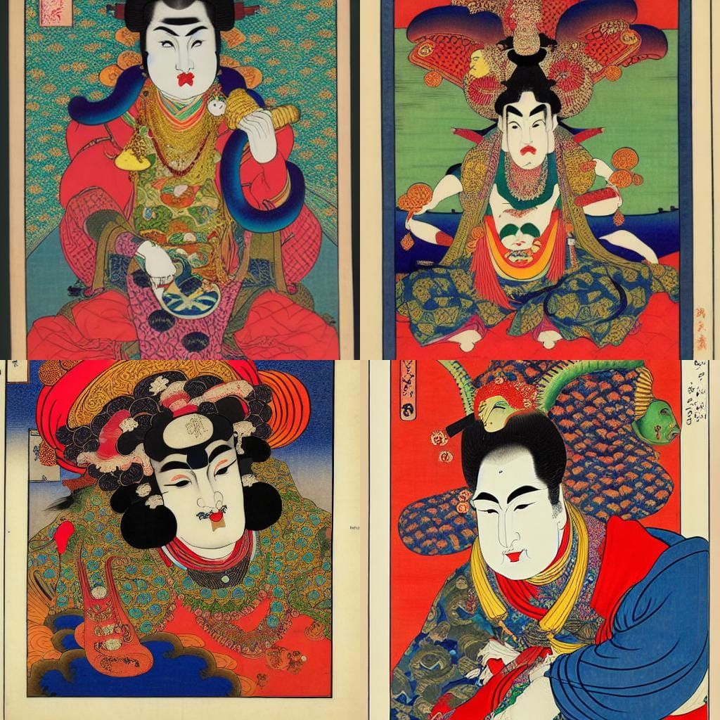 Grotesque Genie in Mixed Art Styles