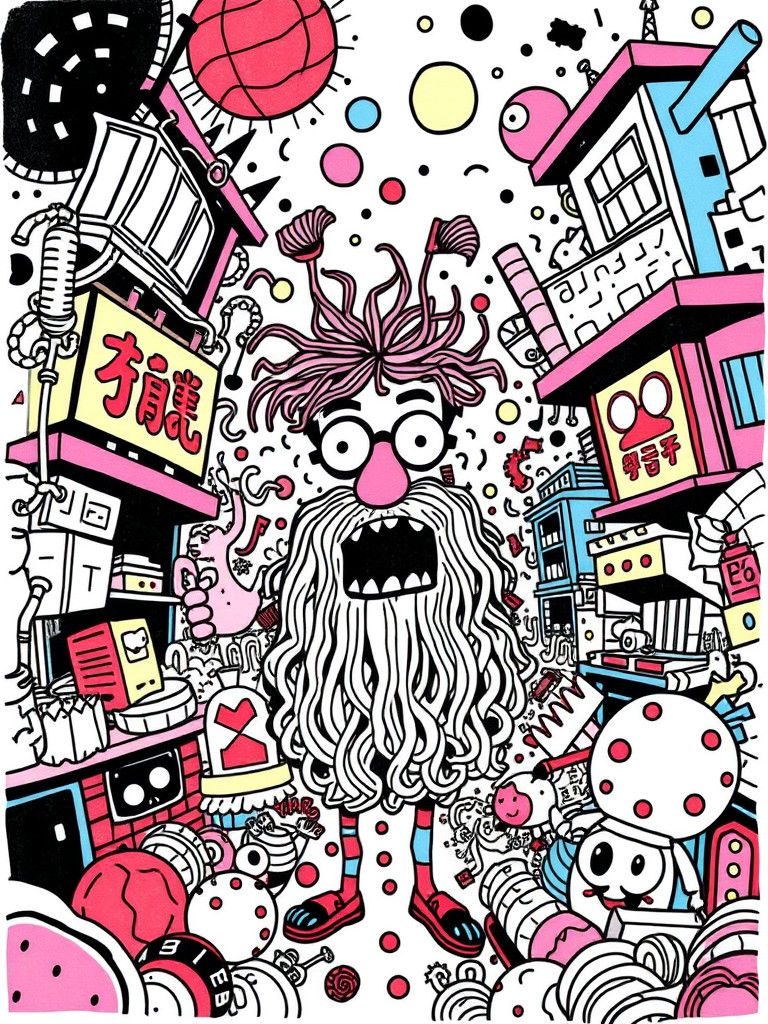 Chaotic Doodle Scene of Mr. Doodle Noodle