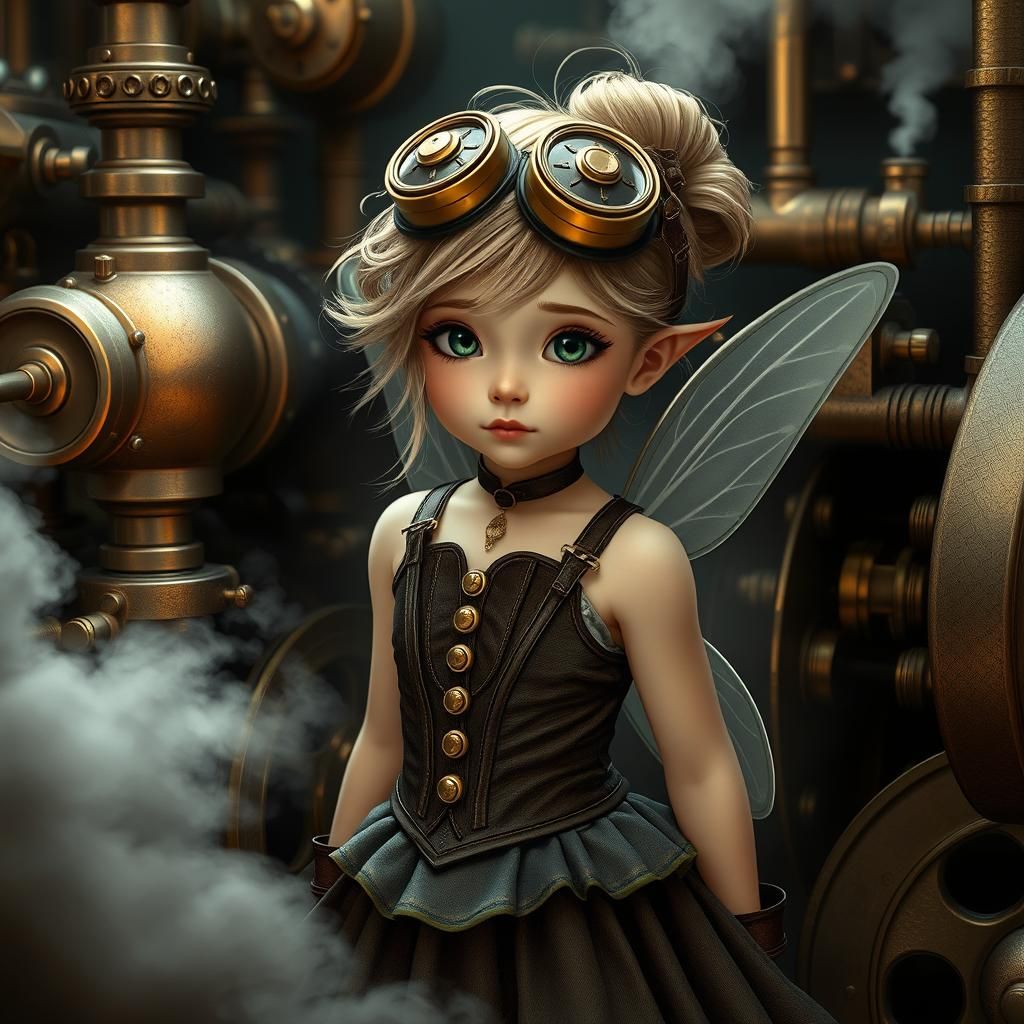 Steampunk Pixie Girl in Ethereal Setting