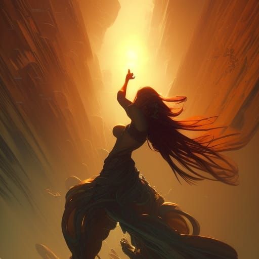 Epic Dark Fantasy Art in Purple and Yellow