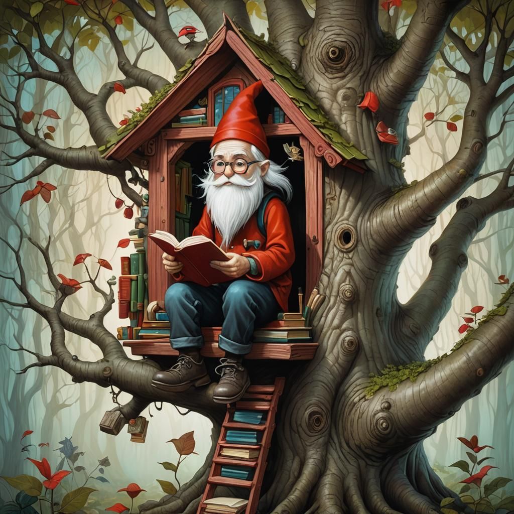 Michel le grand gnome du Parc des gnomes de Bécancour