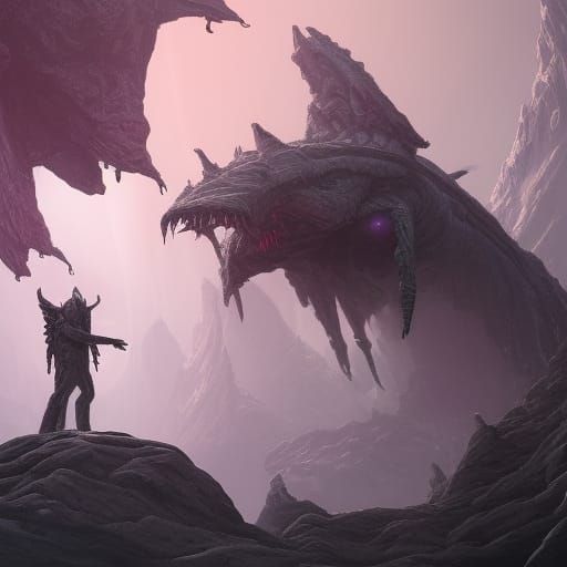 Hooded Alien Creature in Detailed Matte Painting