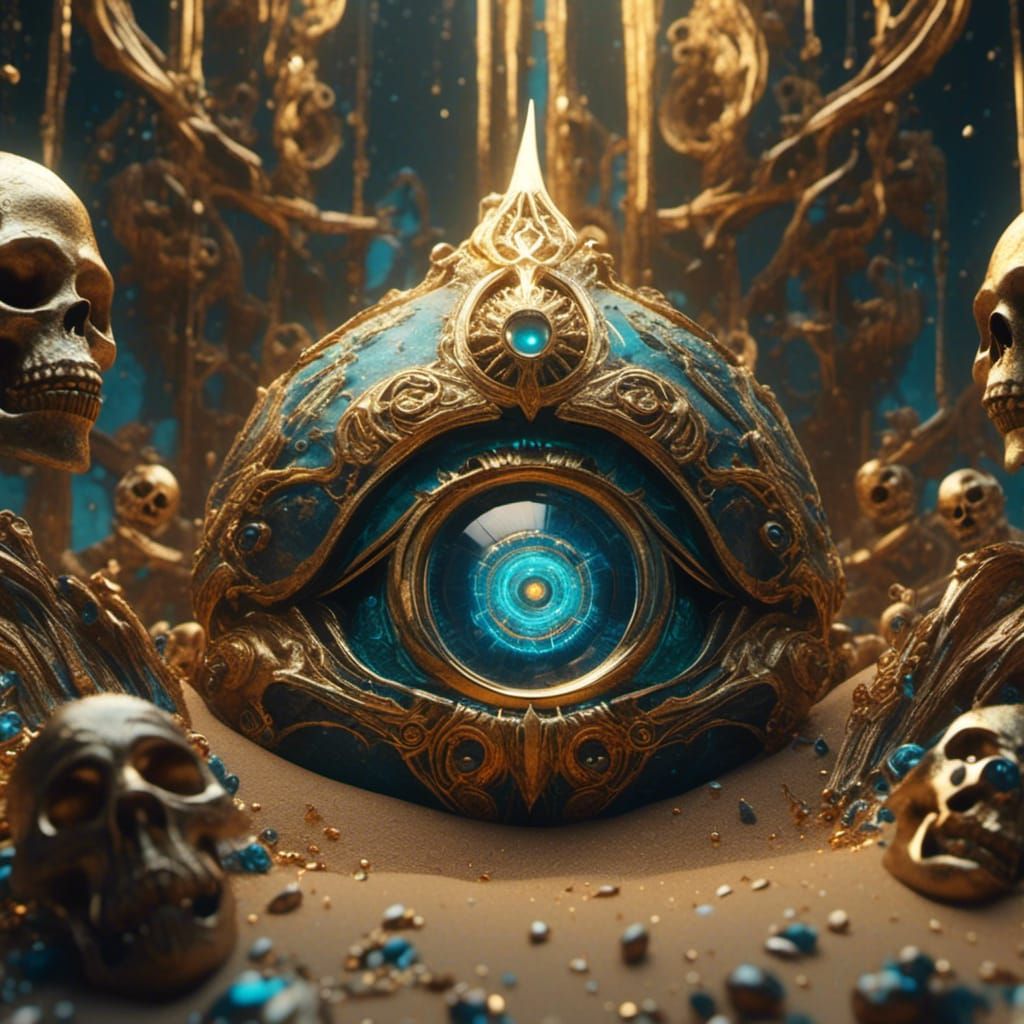 Eye and Skull in Sand: Detailed Matte Painting