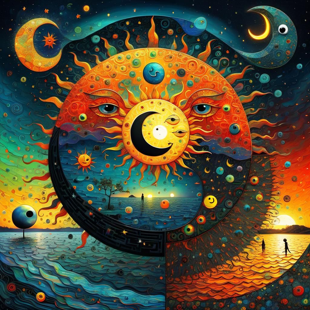 Surreal Yin Yang Sun Moon Art