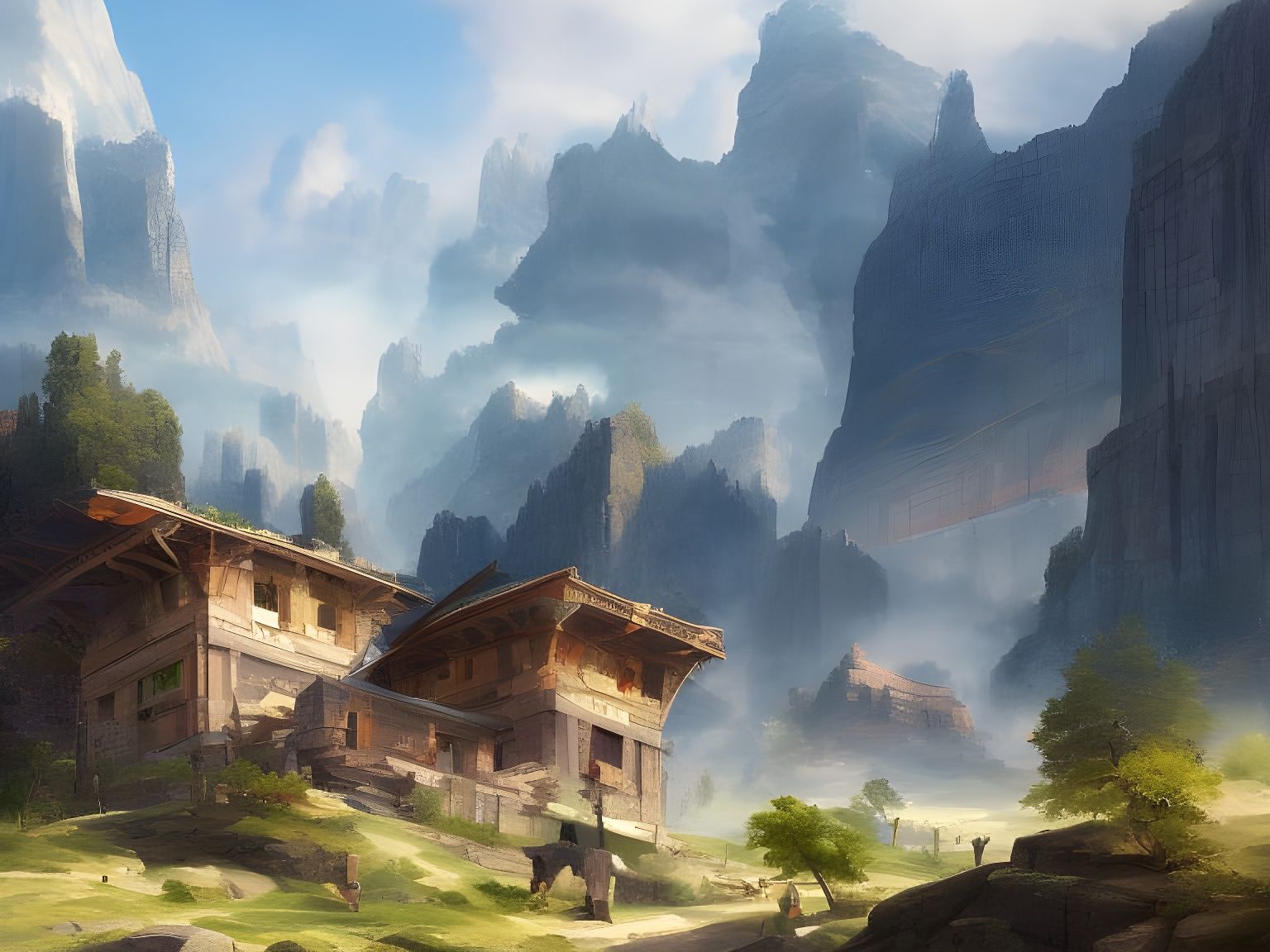 Abstract Cubes in Impressionist Gouache Style