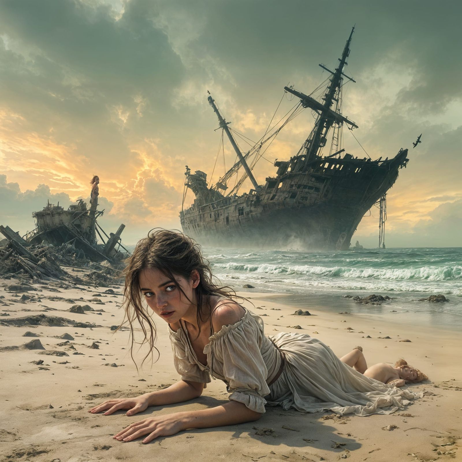 Terrified Survivor Crawls Through Wreckage on a Haunting Bea...