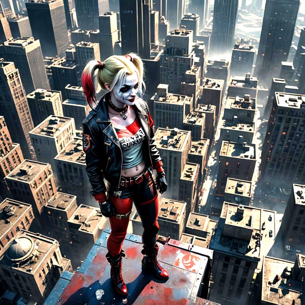 Harley Quinn Gotham City Rooftop Art