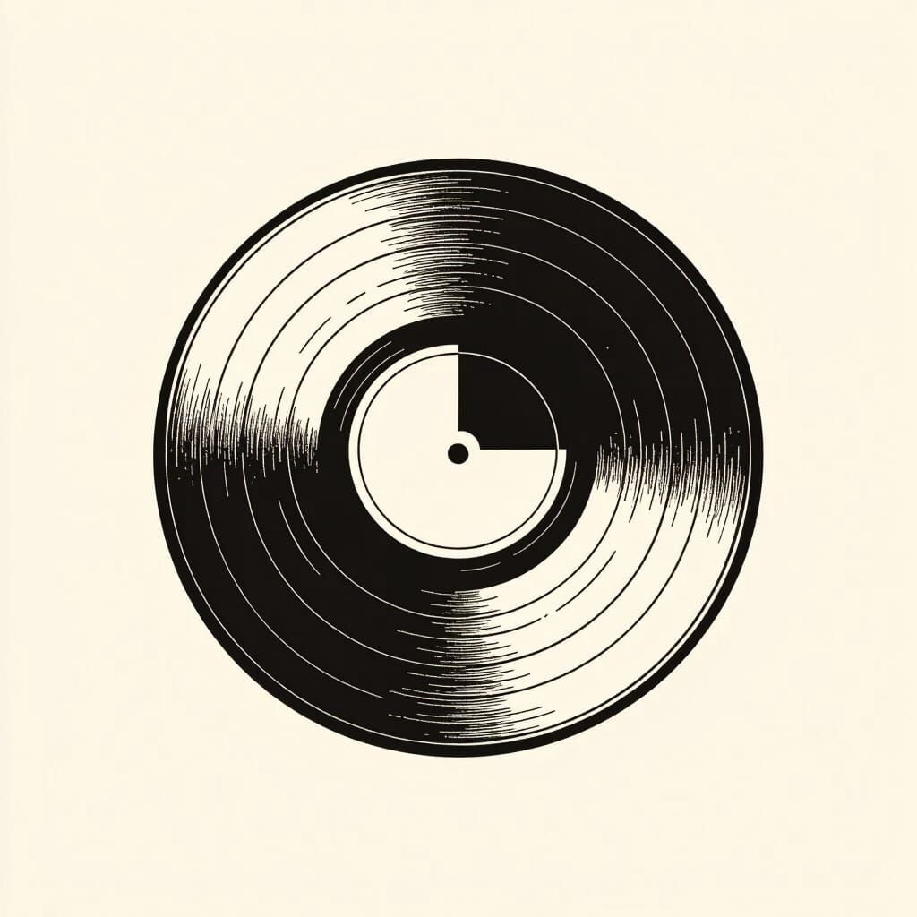 Minimalist Vinyl Record Line Art Logo