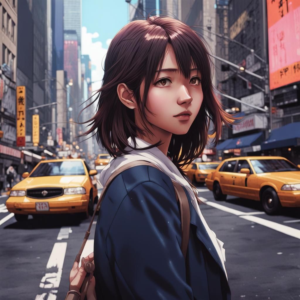 Anime Japanese Woman in New York City